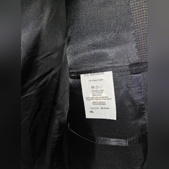 Calvin Klein Like New Formal 2 Button Mens 44L Grey Print Blazer Suit Jacket - Picture 5 of 8